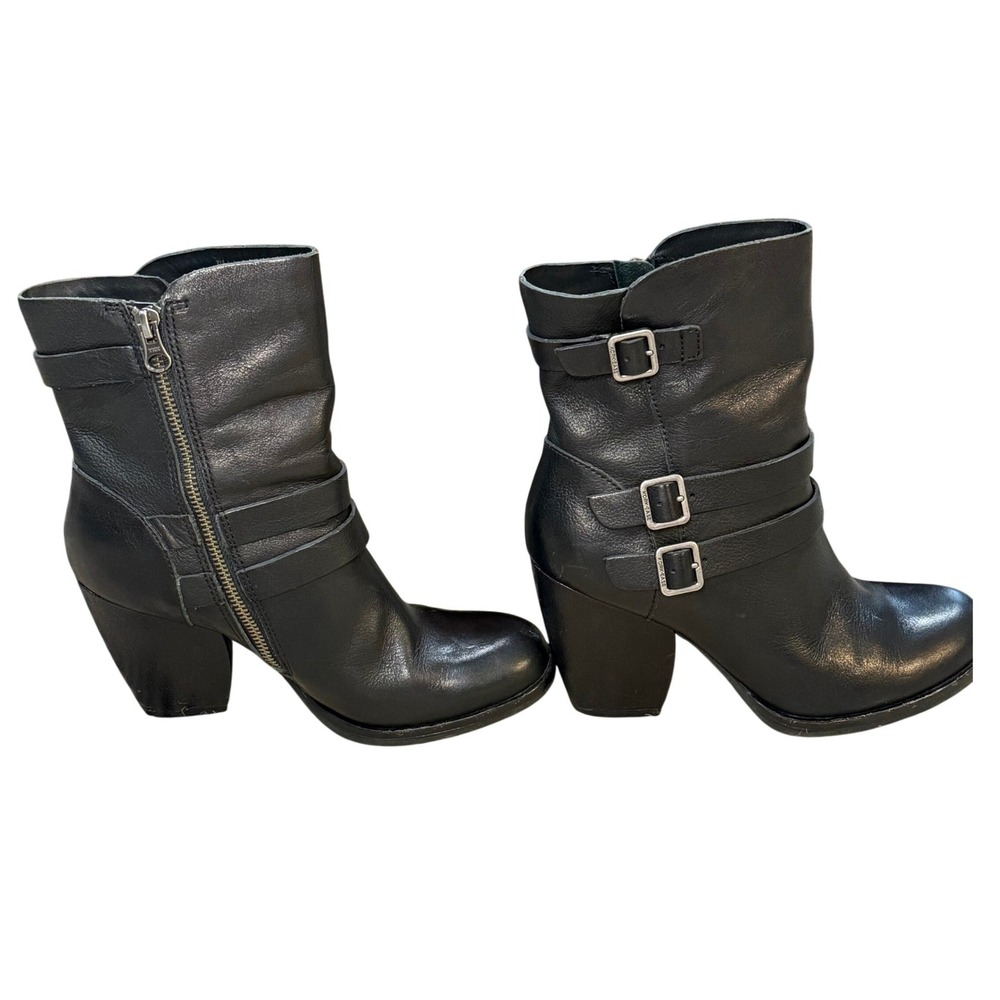 Kork-Ease‎ Leather Heel Triple Buckle Moto Biker Boots Western Revival Women 7 - Picture 6 of 14